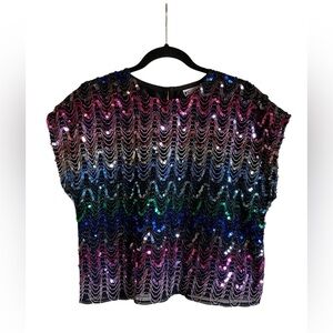 Women’s PEARLETTE Vintage Sparkly Sequined Blouse Top M